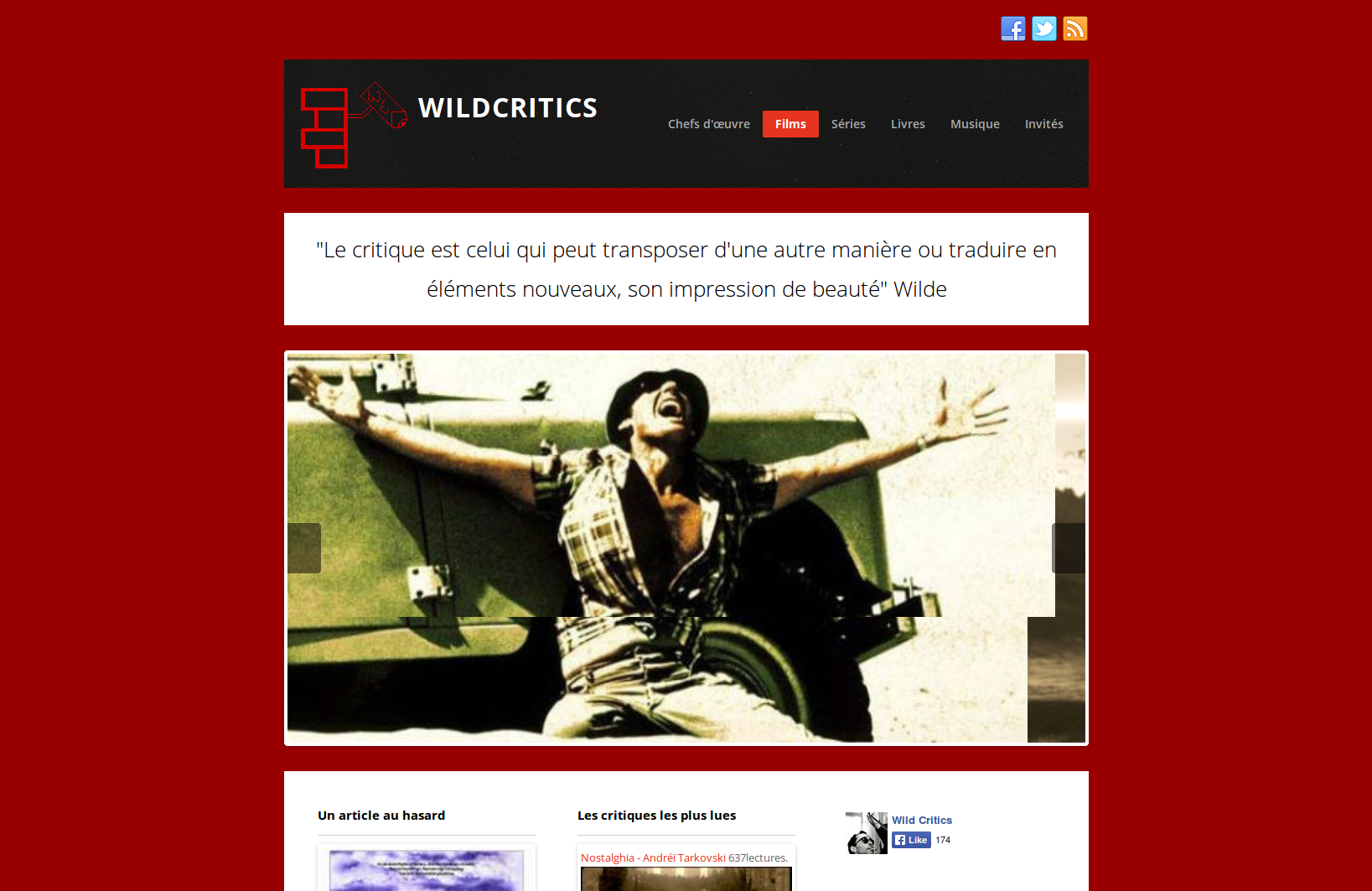 page d'accueil de wildcritics.com